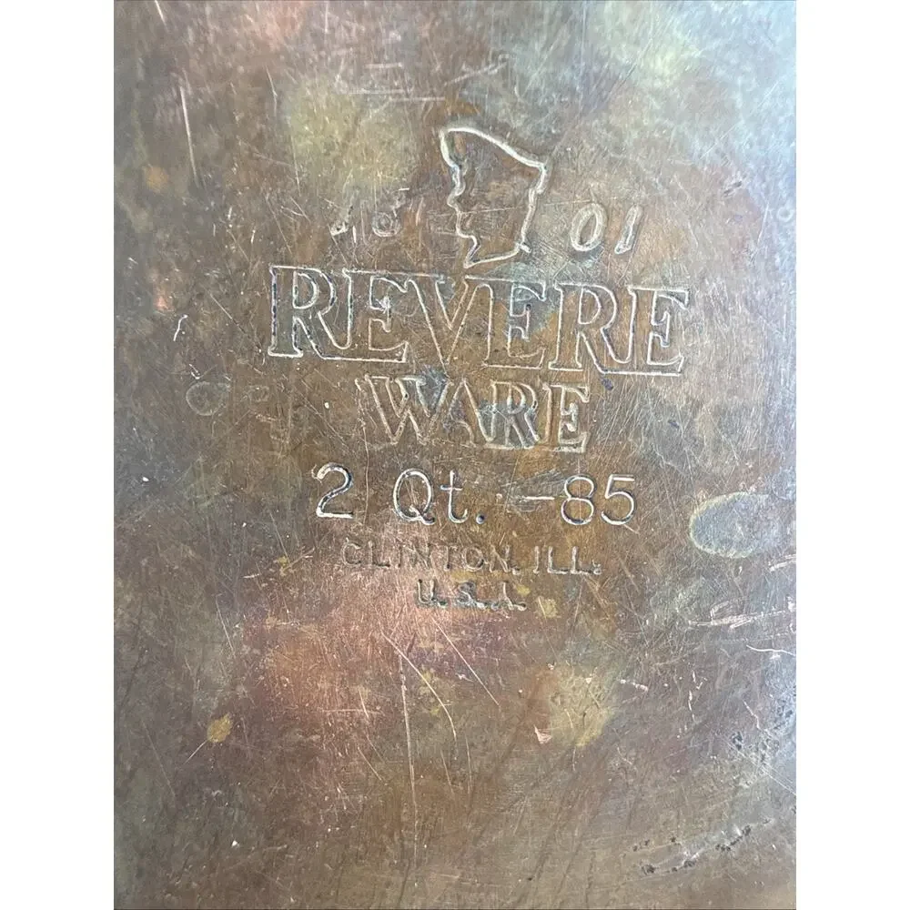 1801 Revere Ware 1 Quart Copper Bottom Saucepan With Lid Clinton ILL USA